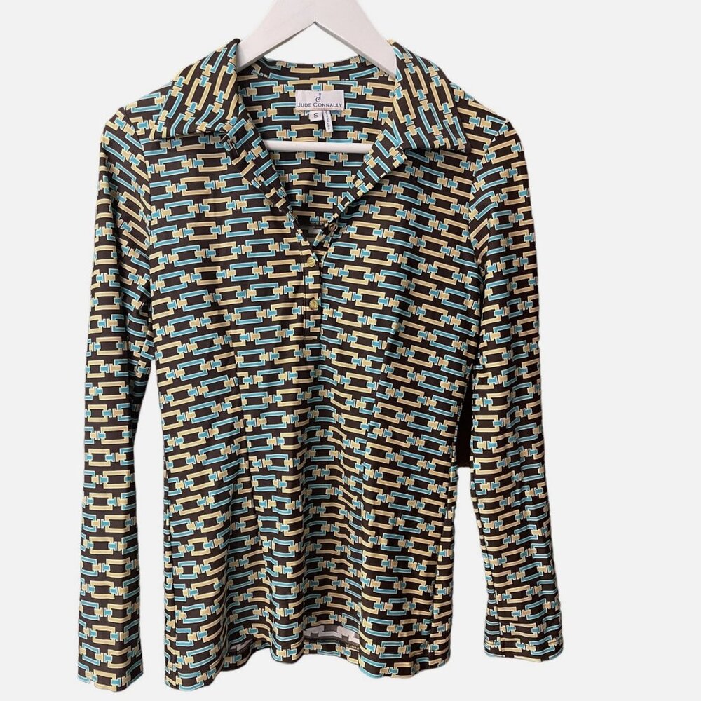 Jude Connally Equestrian Jude Cloth Chain Link Long Sleeve Collared Top Size S
